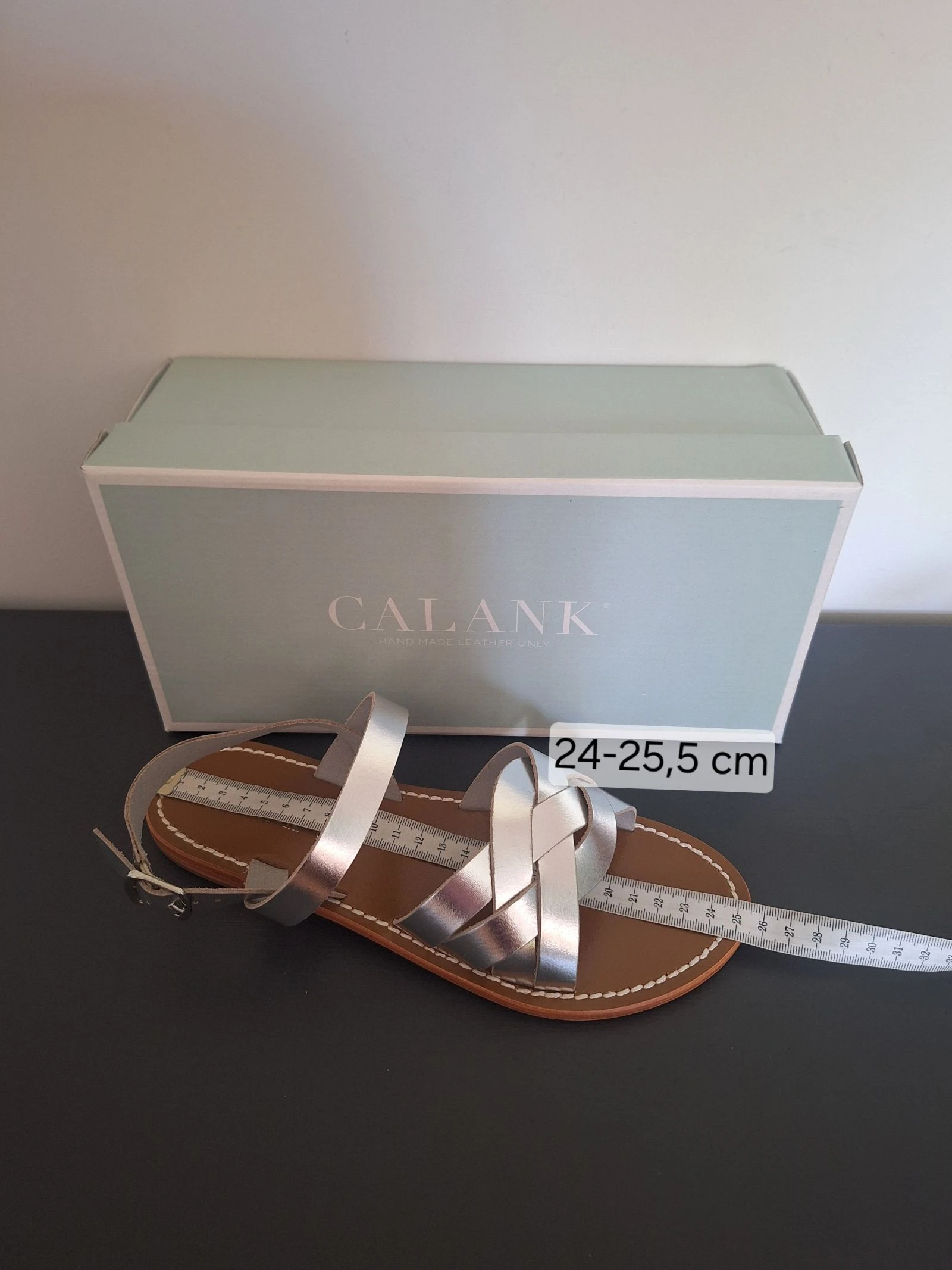 Calank zilverkleurige bruine leren sandalen maat 38 – photo 5
